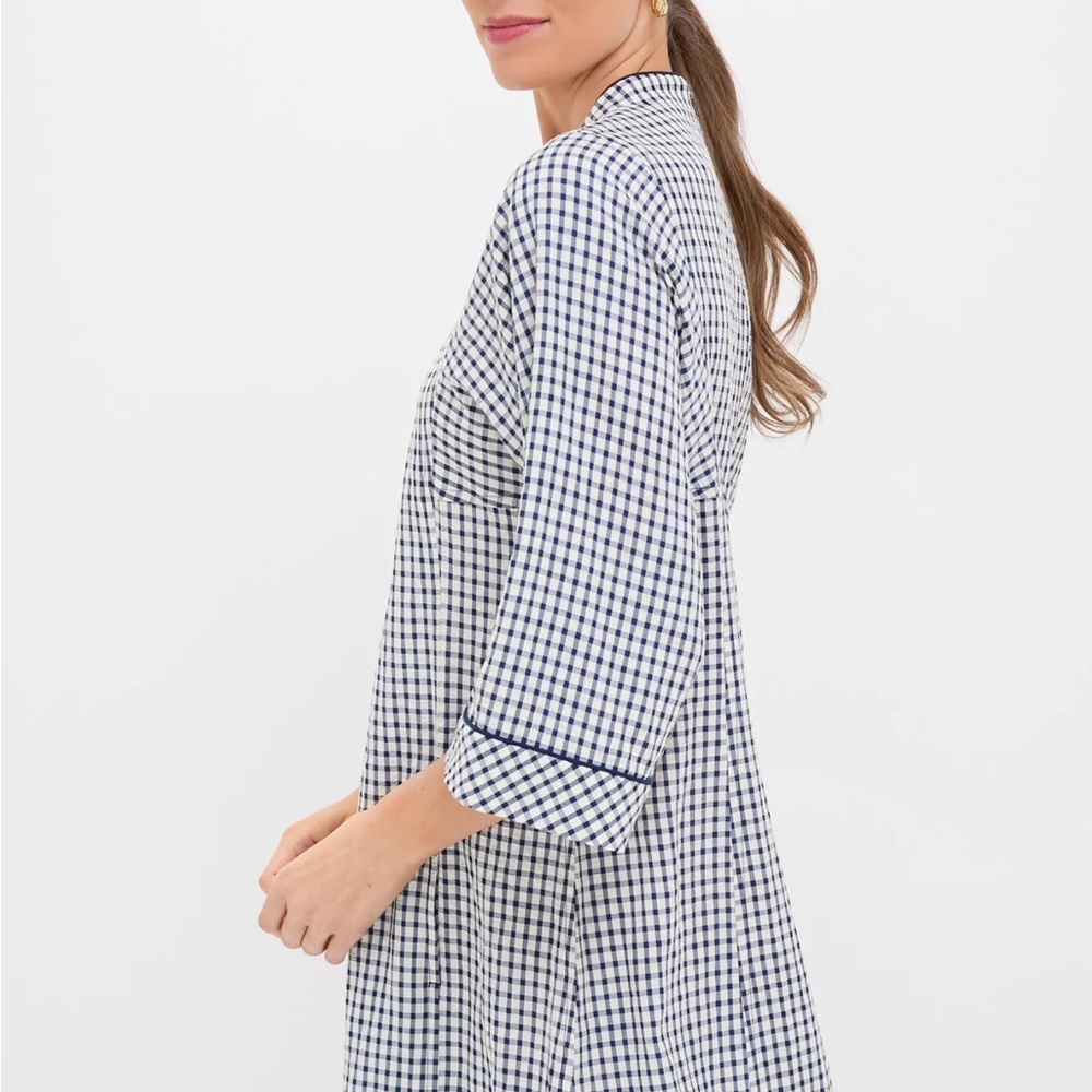 NWT Pomander Place Navy Windowpane Seersucker Indy Dress - Picture 3 of 7